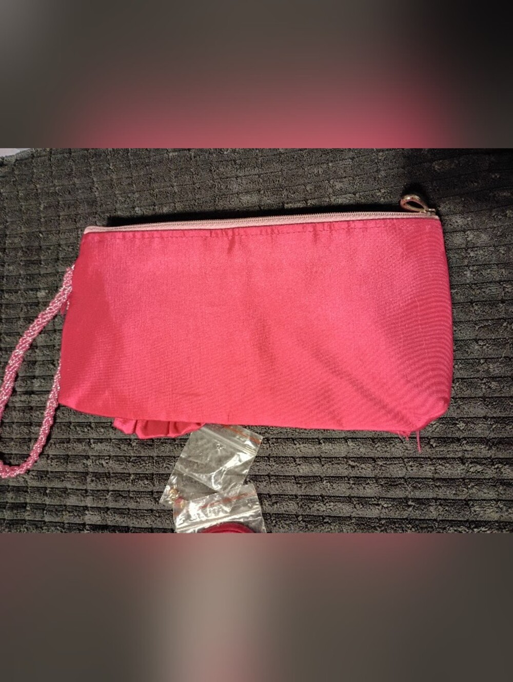 Hot Pink Satin Wristlet - Picture 4 of 5